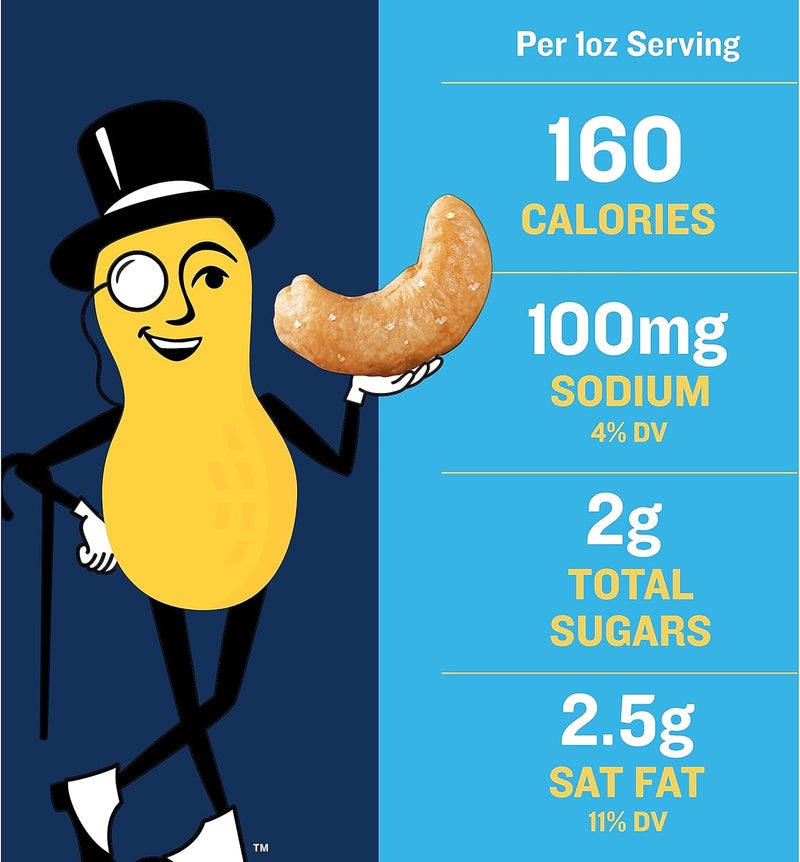 PLANTERS Salted Cashew Halves & Pieces - 8oz Canister of Crunchy Party Snacks with Plant-Based Protein - Image 3