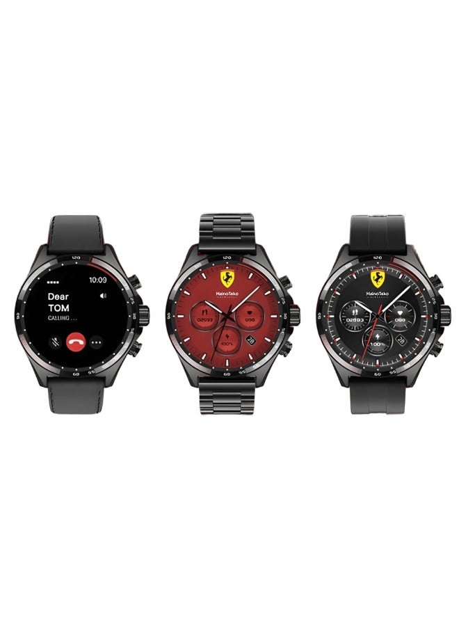 Haino Teko - Hainoteko RW-47 Smart Watch with Amoled Display; 3 Straps; Elegant, Rust-Resistant Stainless Steel in Black - Image 1