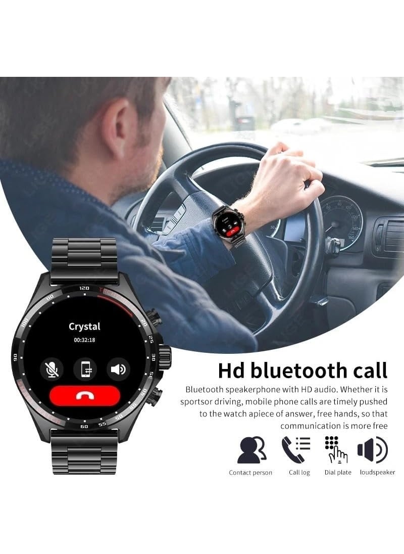 Haino Teko - Hainoteko RW-47 Smart Watch with Amoled Display; 3 Straps; Elegant, Rust-Resistant Stainless Steel in Black - Image 1
