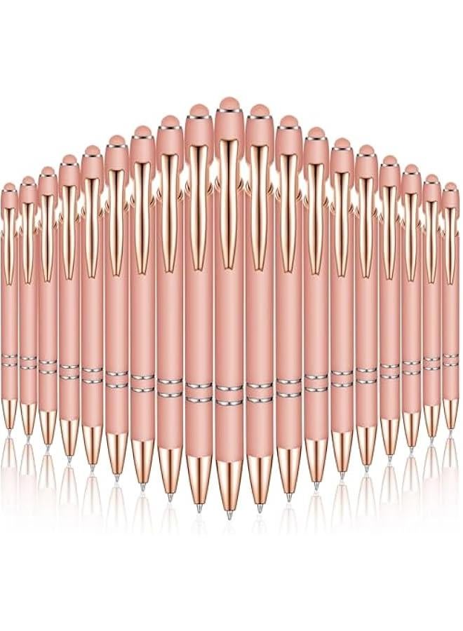 Arabest Stylish Rose Gold Rubberized Ballpoint Pen with Stylus Tip and Sleek Metal Cap, Soft Grip, Black Ink Support for Most Devices  - Image 1