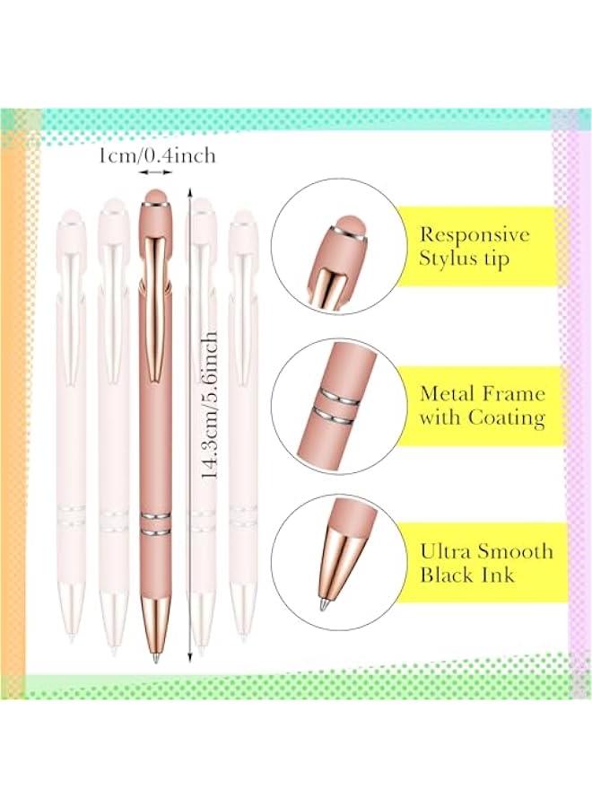 Arabest Stylish Rose Gold Rubberized Ballpoint Pen with Stylus Tip and Sleek Metal Cap, Soft Grip, Black Ink Support for Most Devices  - Image 2