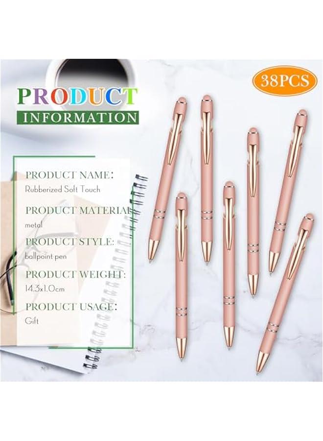 Arabest Stylish Rose Gold Rubberized Ballpoint Pen with Stylus Tip and Sleek Metal Cap, Soft Grip, Black Ink Support for Most Devices  - Image 3