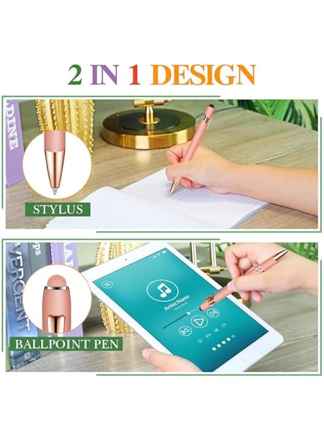 Arabest Stylish Rose Gold Rubberized Ballpoint Pen with Stylus Tip and Sleek Metal Cap, Soft Grip, Black Ink Support for Most Devices  - Image 5