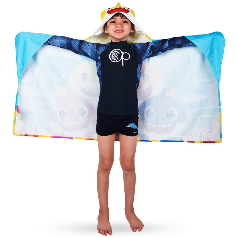 Franco Kids Bath and Beach Soft Cotton Terry Hooded Towel Wrap, 24" x 50", Baby Shark - Image 2