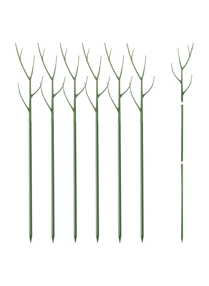 SYOSI Plant Support Stakes, 40 Inch Adjustable Twig Trellis for Potted Plants Flower Supports Indoor Outdoor Plants, Green, 6 Pieces - Image 1