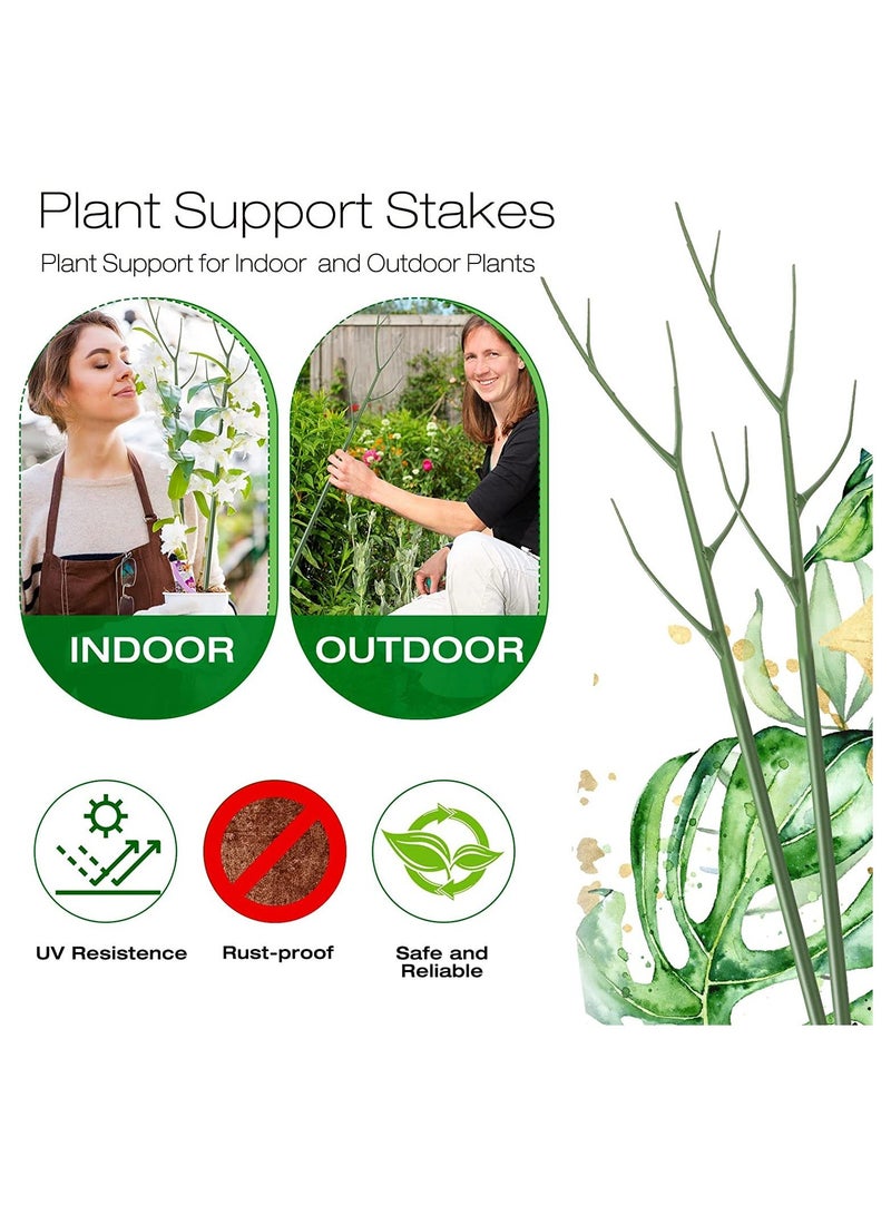 SYOSI Plant Support Stakes, 40 Inch Adjustable Twig Trellis for Potted Plants Flower Supports Indoor Outdoor Plants, Green, 6 Pieces - Image 4