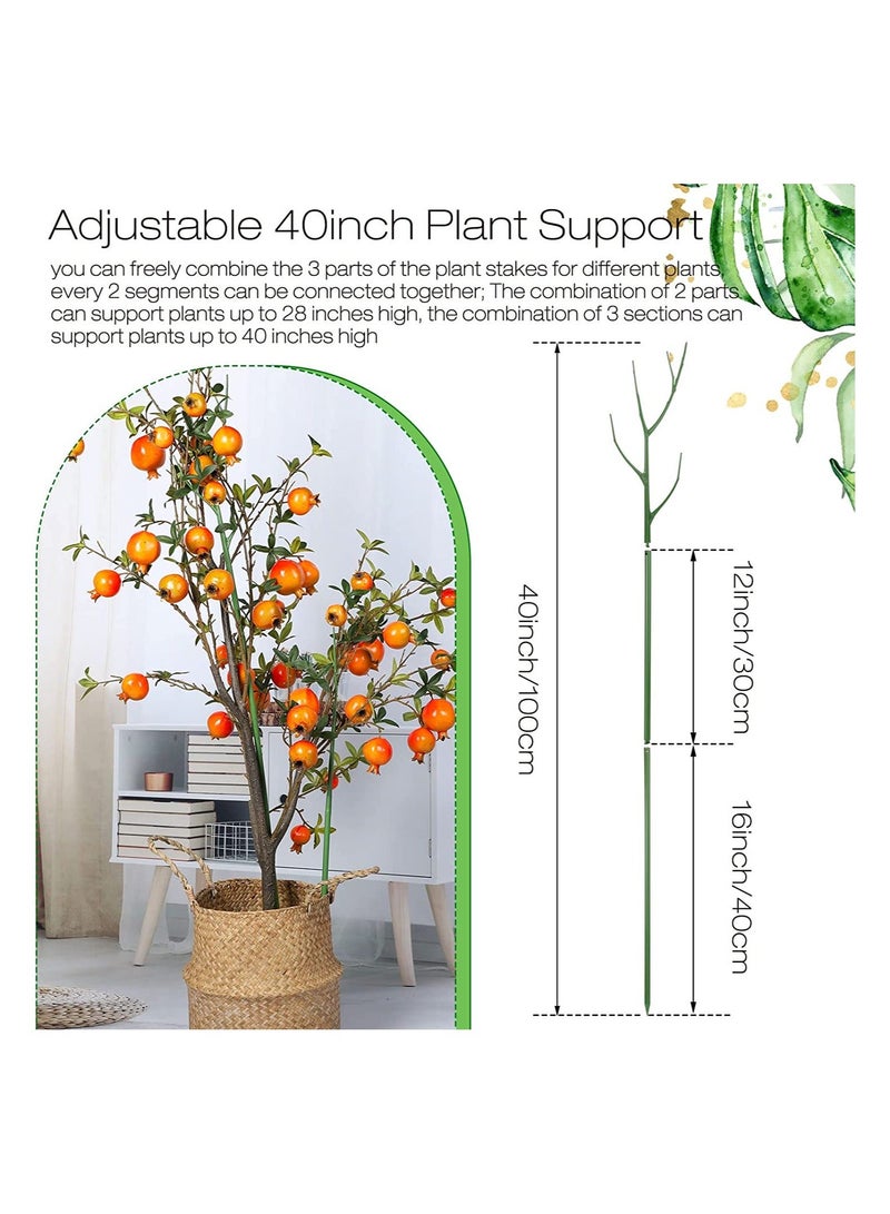 SYOSI Plant Support Stakes, 40 Inch Adjustable Twig Trellis for Potted Plants Flower Supports Indoor Outdoor Plants, Green, 6 Pieces - Image 2