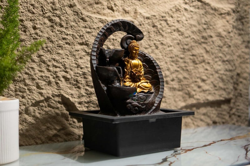 EXPLEASIA EXPLEASIA Mini Buddha Table top Water Fountain for Home and Office Living Room Decor Gift Items Home Office Decoration Item Buddha  - Image 3
