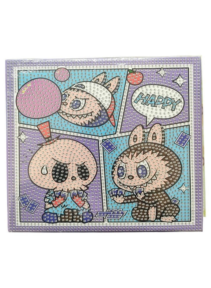 Diy 3D Diamond Painting Kit for Kids Develop Focus Skills and Patience, Improve Visual Coordination 20 X 20 cm (Labubu) - Image 1