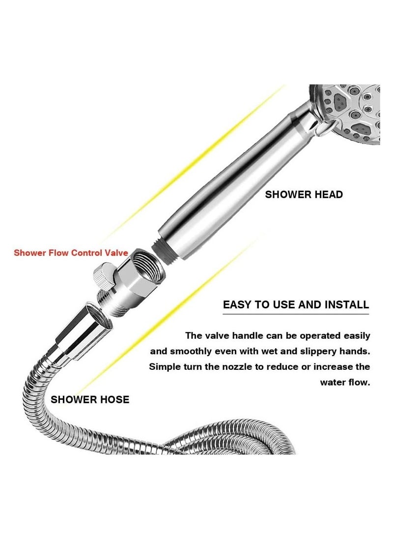 Shower Flow Control Valve Shower Head Shut Off Valve with Handle Lever, Shower Volume Control Valve, Brass Water Flow Control Valve with G1/2 Universal Size for Shower Arm and Hose