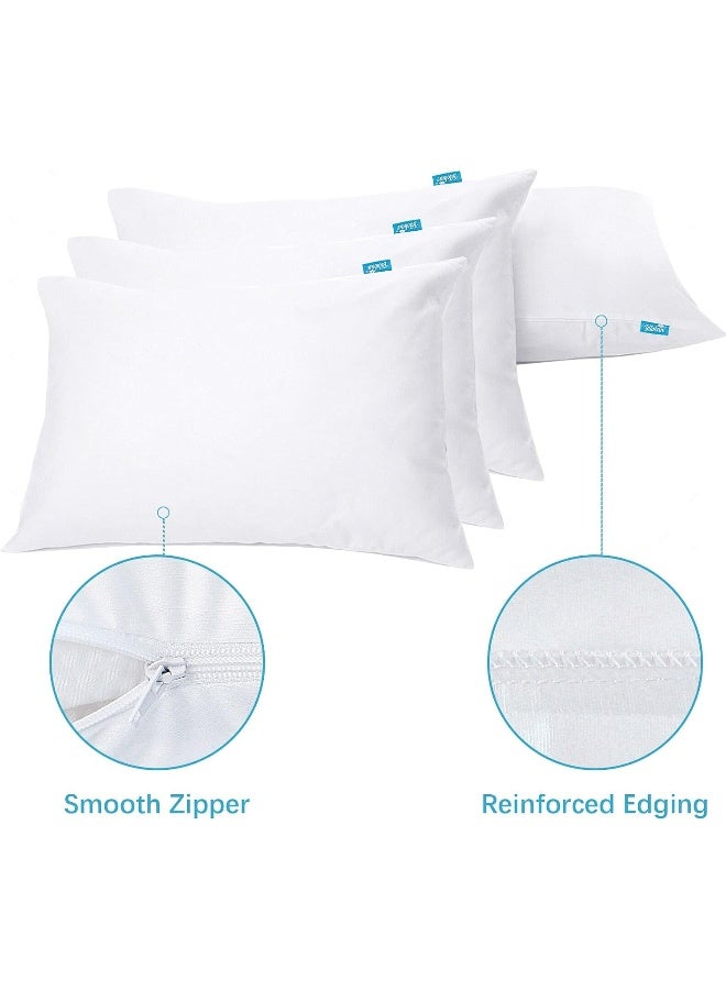 Biloban 4 Pack Pillow Protectors with Zipper Breathable & Noiseless & Durable 100% Waterproof Pillow Cases Standard Size White Pillow Protector - Image 2