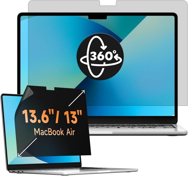 Mamol 360° Privacy Filter for MacBook Air 13.6 Inch M4 2025 / M3 2024 / M2 2022, Anti-Spy Filter/Light Blue Privacy Screen Filter for Mac 13.6 Inch (For MacBook 13.6) - Image 1