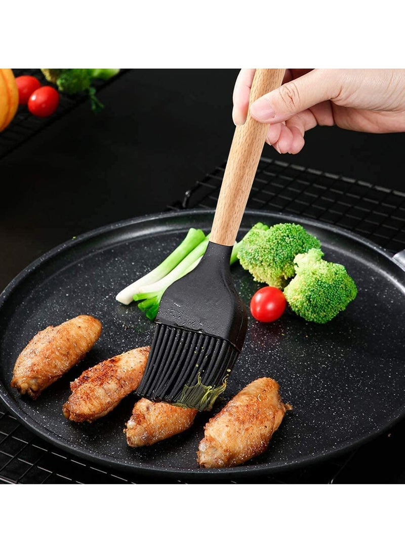 Bright Home BBQ Grill Brush for Baking With Wooden Handle, Silicone Sauce Oil Brush  Silicone BBQ Brush For Cooking Cake Butter Pastry Perfect Barbeque Tool - Image 1
