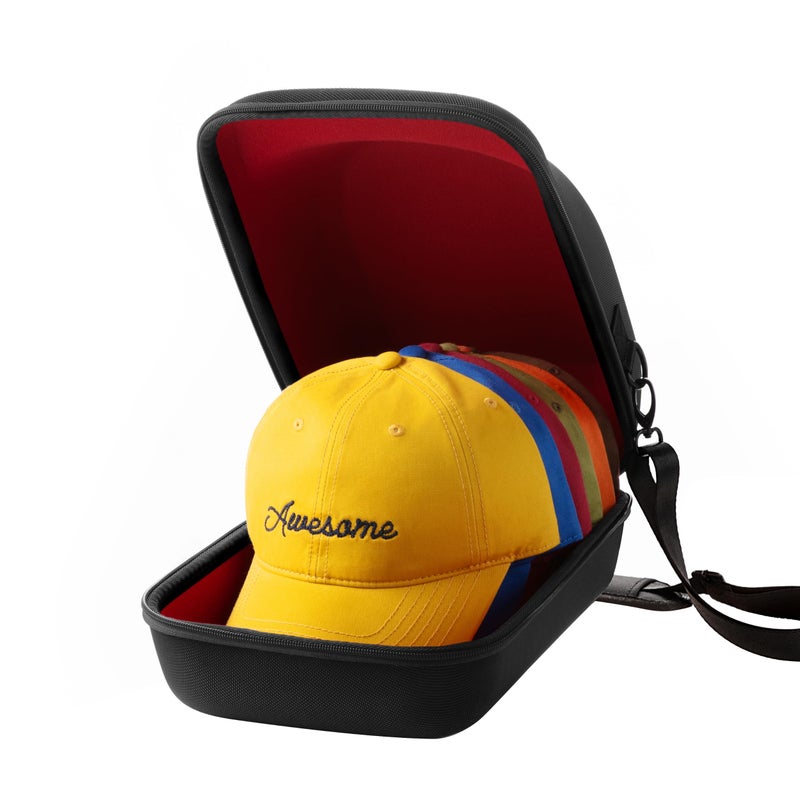 Ozueccr Hard Hat Travel Case Storage for Baseball Caps with Carrying Handle and Adjustable Shoulder Strap Hat Organizer Protects up to 6 Hats for Travel and Home Storage Inner Red