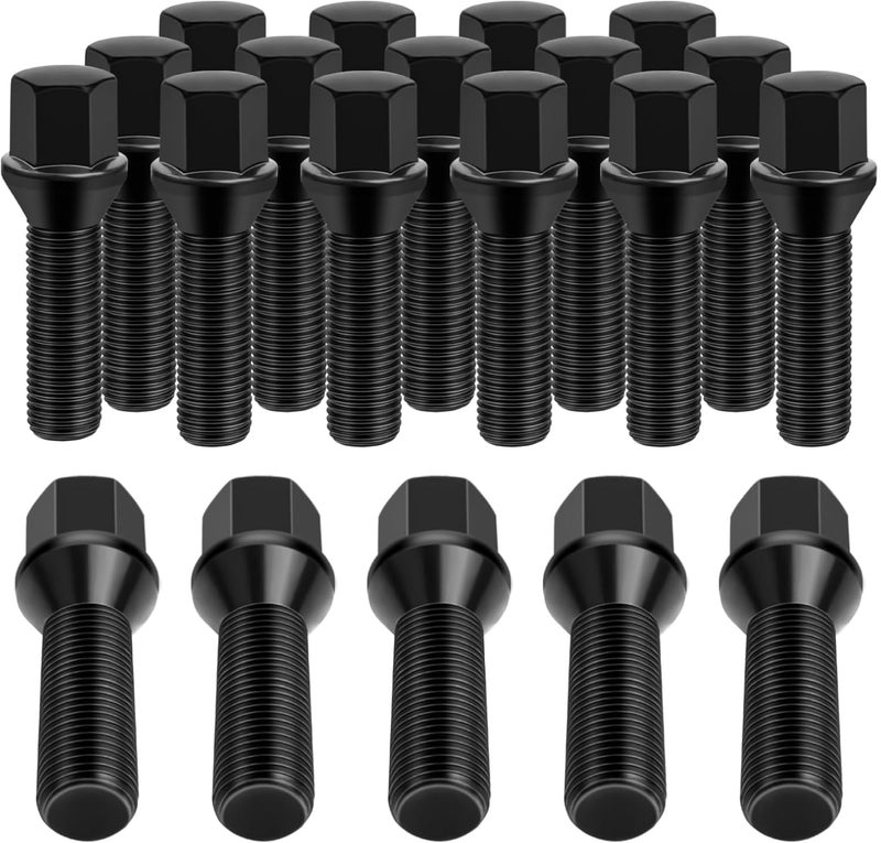 HHCSOP 14x1.5 Lug Bolts - 20 Pcs Black Wheel Bolts with 27mm Shank and 17mm Hex - Image 1