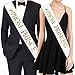 TTCOROCK "Prom Prince" and"Prom Princess" Sashes - Graduation Party School Party Accessories, White with Gold Print - Image 2