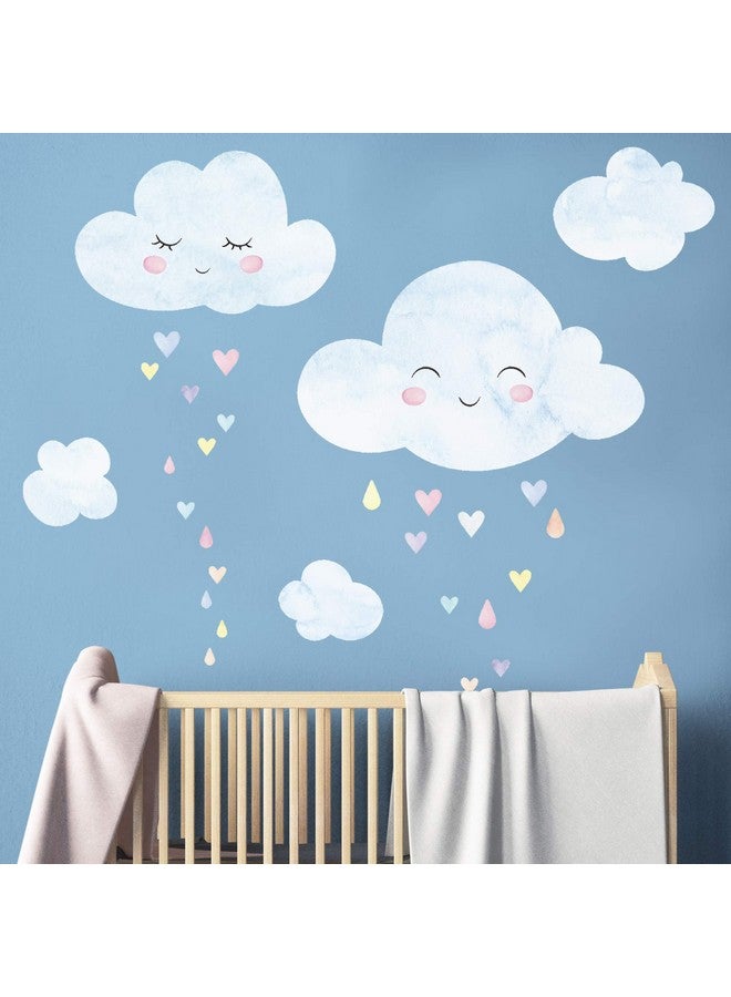 Simple Shapes Watercolor Clouds With Heart Rain - Image 1