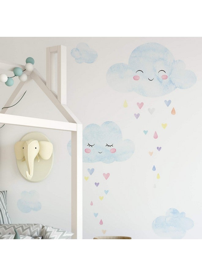 Simple Shapes Watercolor Clouds With Heart Rain - Image 3