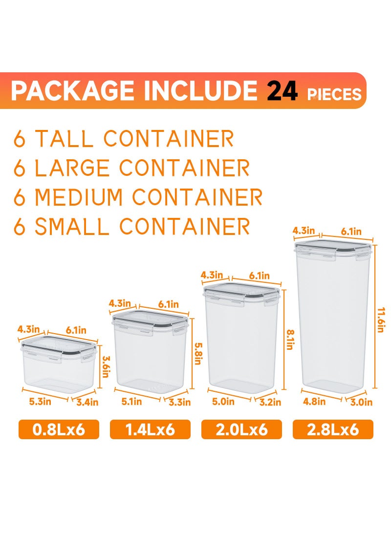 MissTiara حاويات تخزين الطعام محكمة الإغلاق مع أغطية 24 قطعة لتنظيم المطبخ - خالية من BPA حاويات المطبخ للحبوب، الأرز، الدقيق والشوفان - ملعقة قياس مجانية، علامة و 24 ملصق 24 قطعة - Image 2