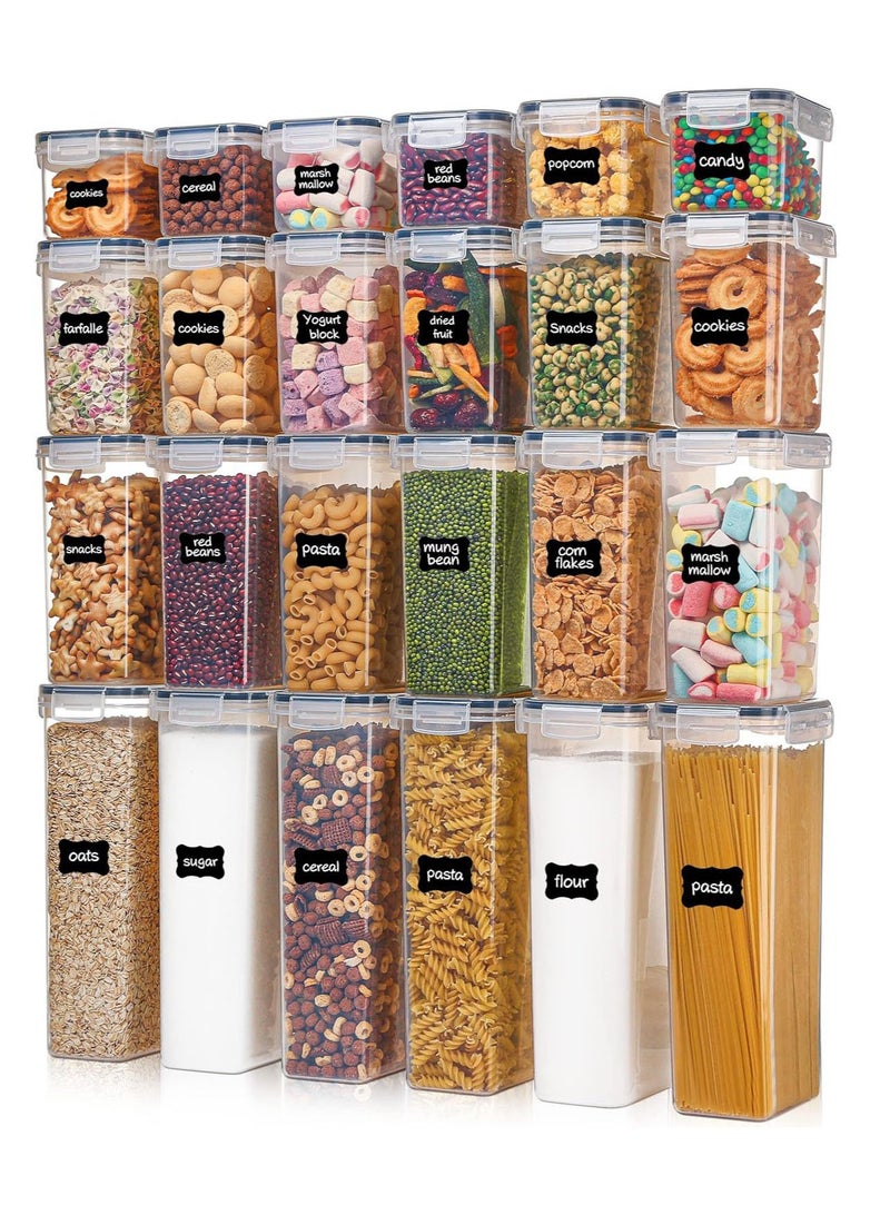 MissTiara حاويات تخزين الطعام محكمة الإغلاق مع أغطية 24 قطعة لتنظيم المطبخ - خالية من BPA حاويات المطبخ للحبوب، الأرز، الدقيق والشوفان - ملعقة قياس مجانية، علامة و 24 ملصق 24 قطعة - Image 3