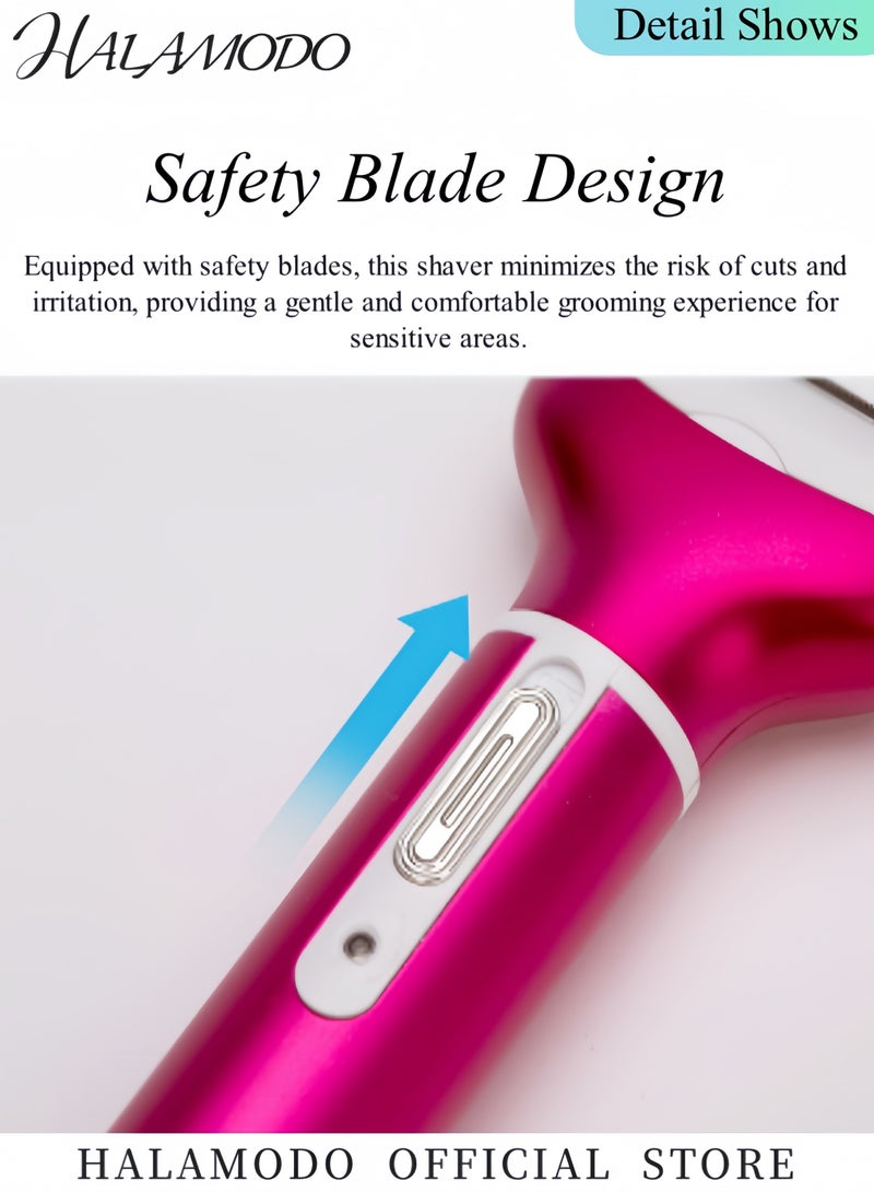 4PCS Women's Electric Razor Shaver Electric Bikini Trimmer Pubic Hair Removal Wet & Dry Painless Shaver for Legs Underarms Eyebrow Face Nose - Image 4