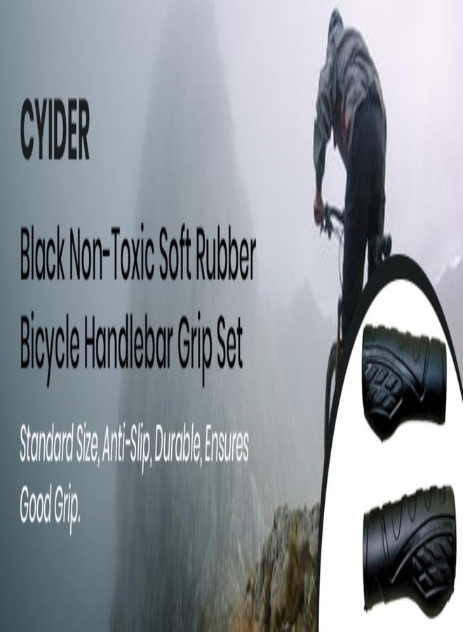 CYIDER Black Non-Toxic Soft Rubber Bicycle Handlebar Grip Set - Standard Size, Anti-Slip, Durable, Ensures Good Grip - Image 2