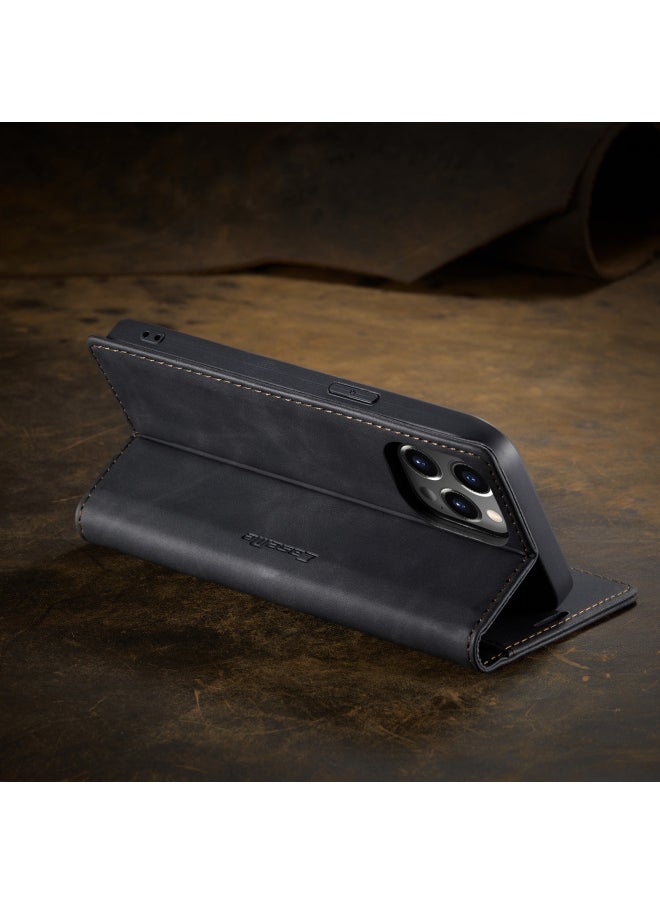 Generic - For Iphone 15 Case 14pro Max Card Slot Leather Cover Xr Flip Protective Case Digital Computer/mobile Phone Protective Cover-Color:Black-Applicable Model:For Iphone11 Pro - Image 1