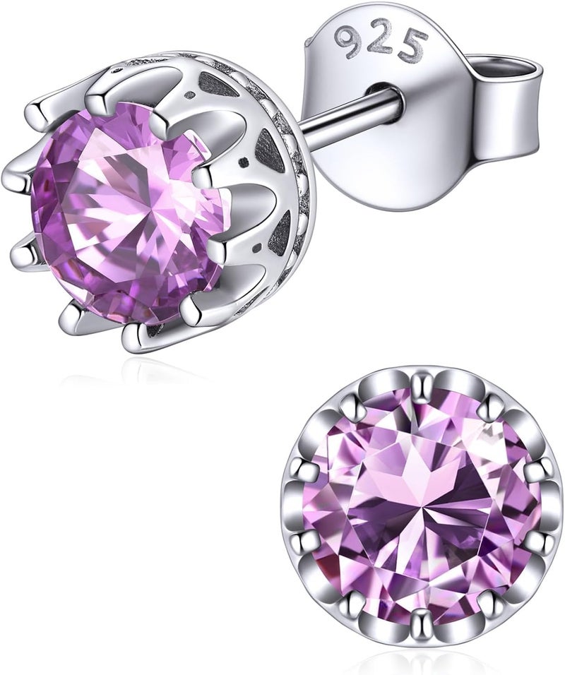 ChicSilver 925 Sterling Silver Earrings Sparkling Heart/Round/Princess Cut Birthstone Earrings for Women Birthday Jewelry with Gift Box - Image 1