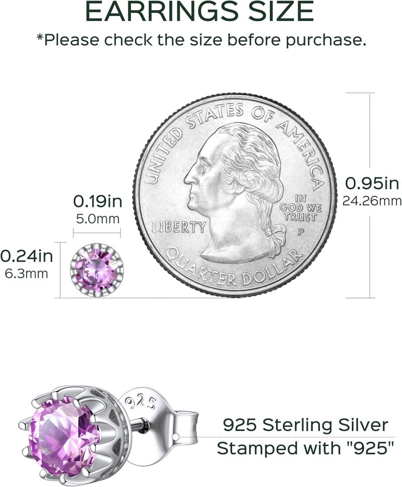 ChicSilver 925 Sterling Silver Earrings Sparkling Heart/Round/Princess Cut Birthstone Earrings for Women Birthday Jewelry with Gift Box - Image 4