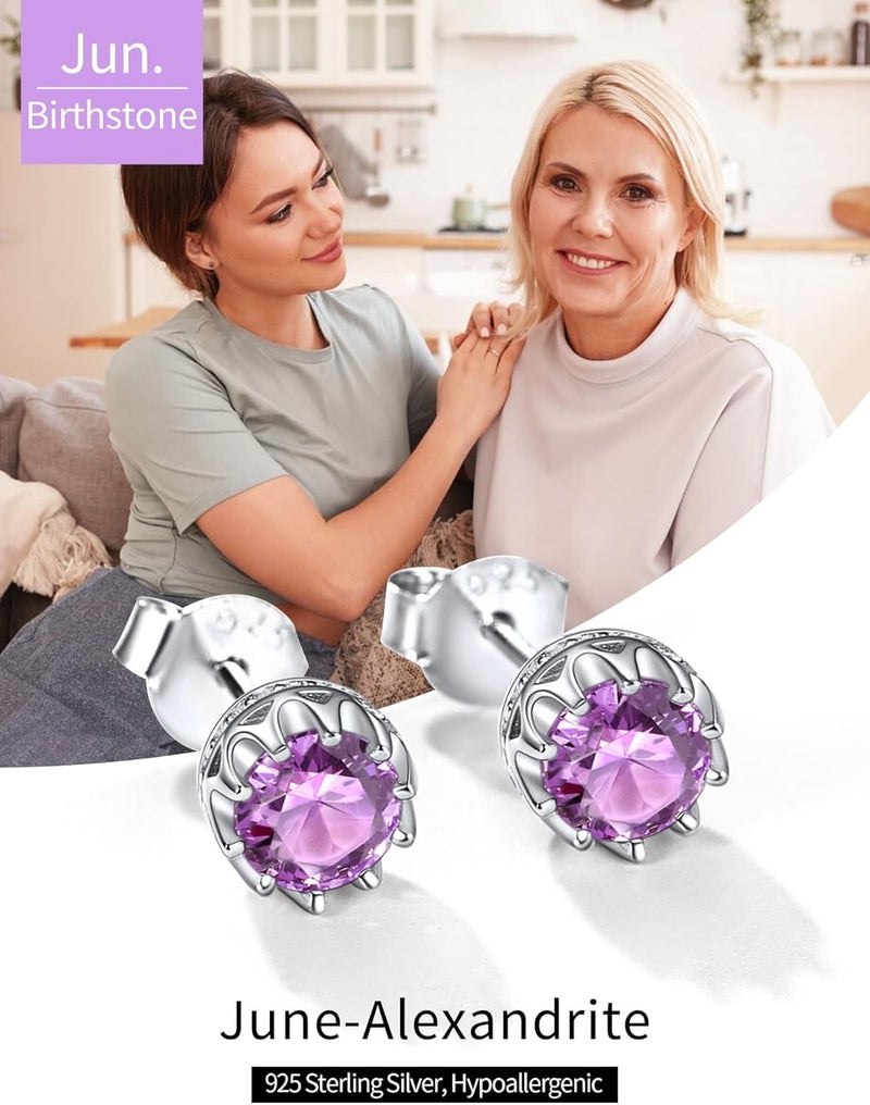 ChicSilver 925 Sterling Silver Earrings Sparkling Heart/Round/Princess Cut Birthstone Earrings for Women Birthday Jewelry with Gift Box - Image 5