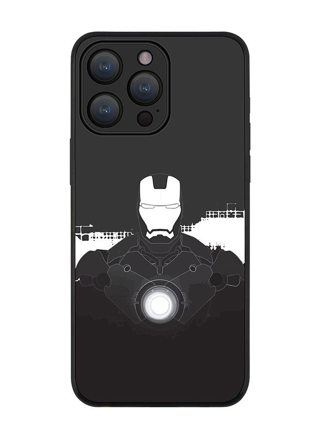 Stylizedd Cover for iPhone 15 Pro Case Rugged Black Slim fit Soft Flexible Anti Drop TPU Gel Thin Protective Phone Cases - Iron Man Beam - Image 1