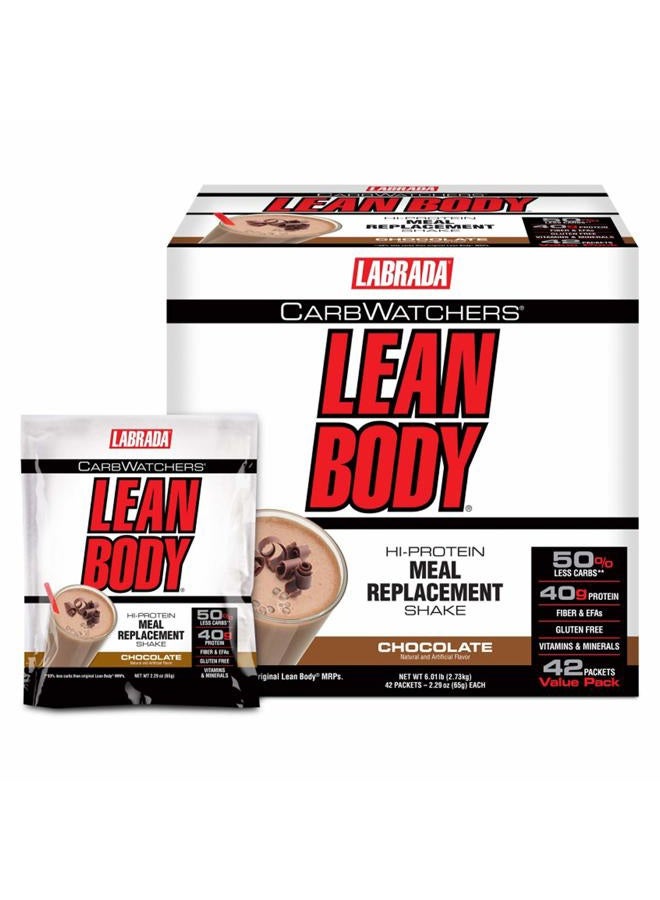 LABRADA Carb Watchers Lean Body Hi-Protein Meal Replacement Shake, Chocolate Ice Cream, 2.29 Ounce (Pack of 42) - Image 1