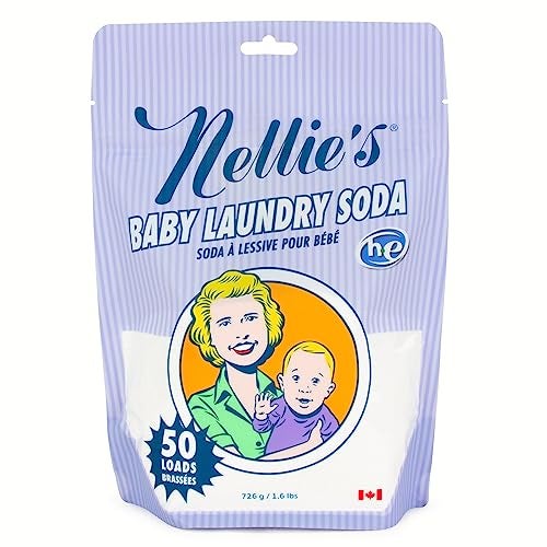 Nellie's Natural Baby Powder Laundry Detergent Tin - 50 Loads - Safe For Infants Sensitive Skin - Fragrance-Free and Hypoallergenic - (Made in Canada) - Image 1
