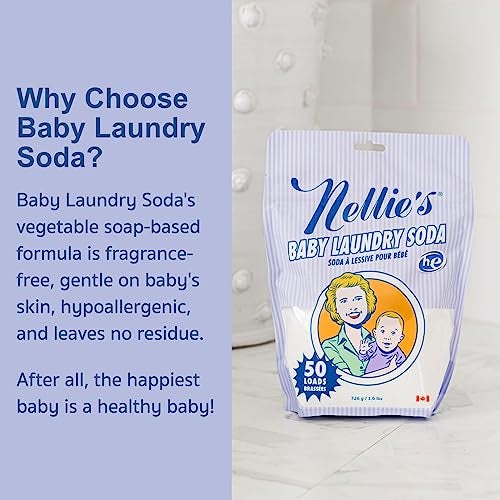 Nellie's Natural Baby Powder Laundry Detergent Tin - 50 Loads - Safe For Infants Sensitive Skin - Fragrance-Free and Hypoallergenic - (Made in Canada) - Image 4