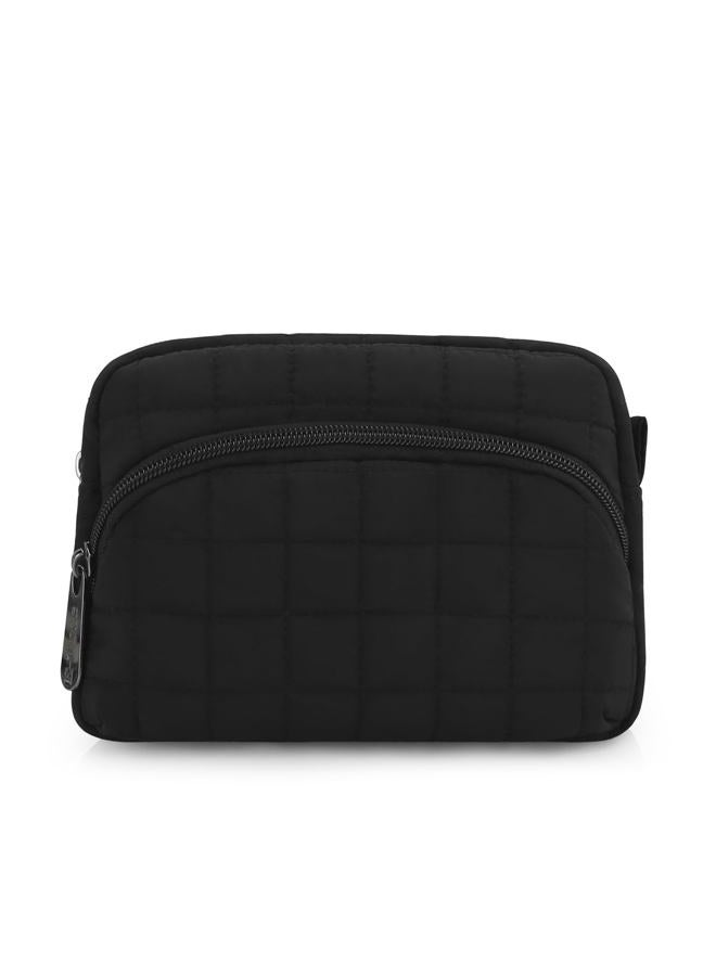 E-Tree Makeup Bag, Quilted Cosmetic Bag for Women, Puffer Make up Pouch for Purse,Travel Toiletry Organizer Case Black - Image 2