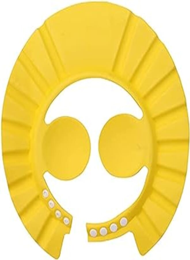 Baby Shower Cap Silicone Bathing Hat, Adjustable Shower Cap Kids, Infants Soft Protection Hat Funny Safety Visor Cap (Yellow) 