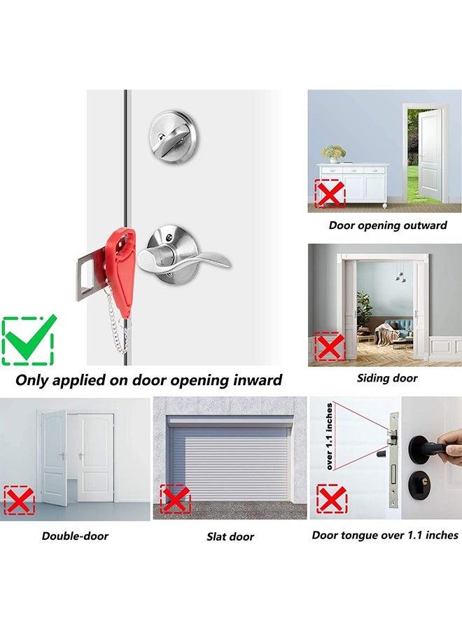 Portable Door Lock Extra Lock for Additional Privacy and Safety in Home,Hotel and Apartment,Prevent Unauthorized Entry,Protect Family Security in Traveling,Home,Bedroom,Hotel,Apartment(2 PCS)