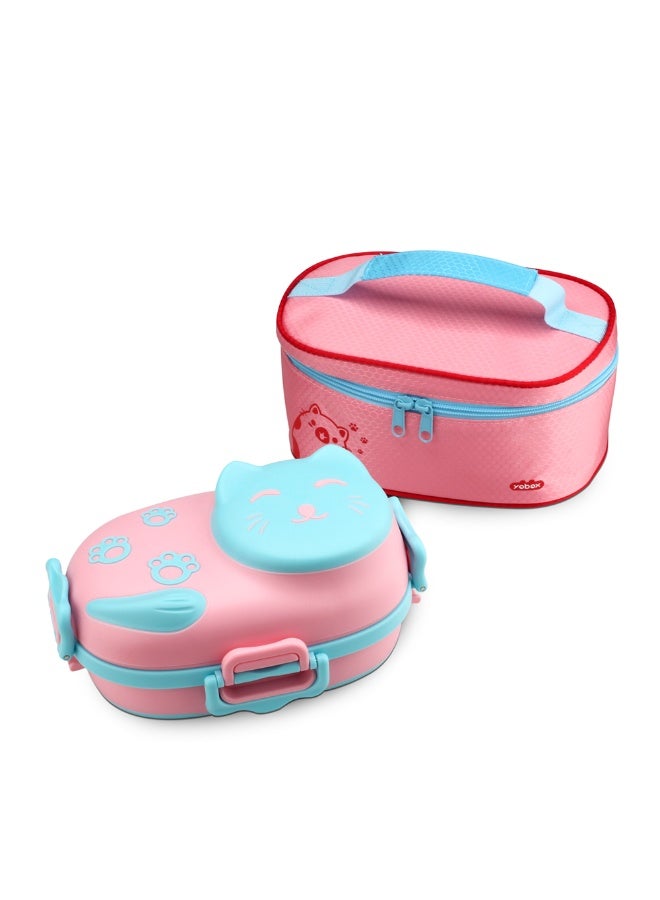 اي ديد صندوق غداء لطيف على شكل قطة للأطفال، معزول وآمن للاستخدام في غسالة الأطباق، سهل التنظيف، مقاوم للتسرب، مصنوع من الفولاذ المقاوم للصدأ، خالٍ من مادة BPA - Image 1