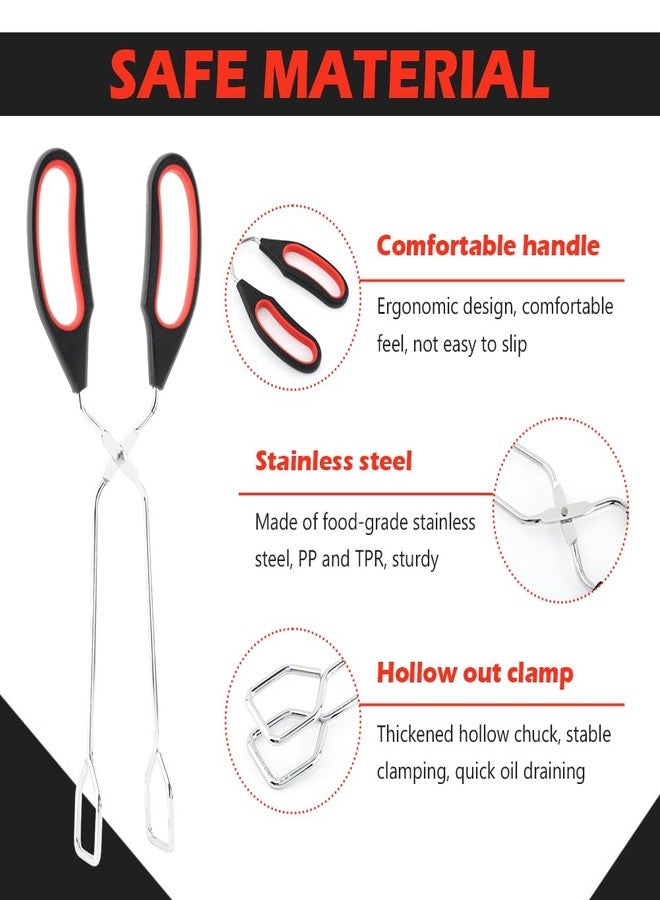 Ranjaner 2Pcs Stainless Steel Scissor Tongs Cooking Scissor Tongs Food Tongs Kitchen Tongs Kitchen Baking Bread Food Tong Barbecue Grilling Tongs Tool for Flipping Food(Black+red,Size:9/11inch) - Image 4