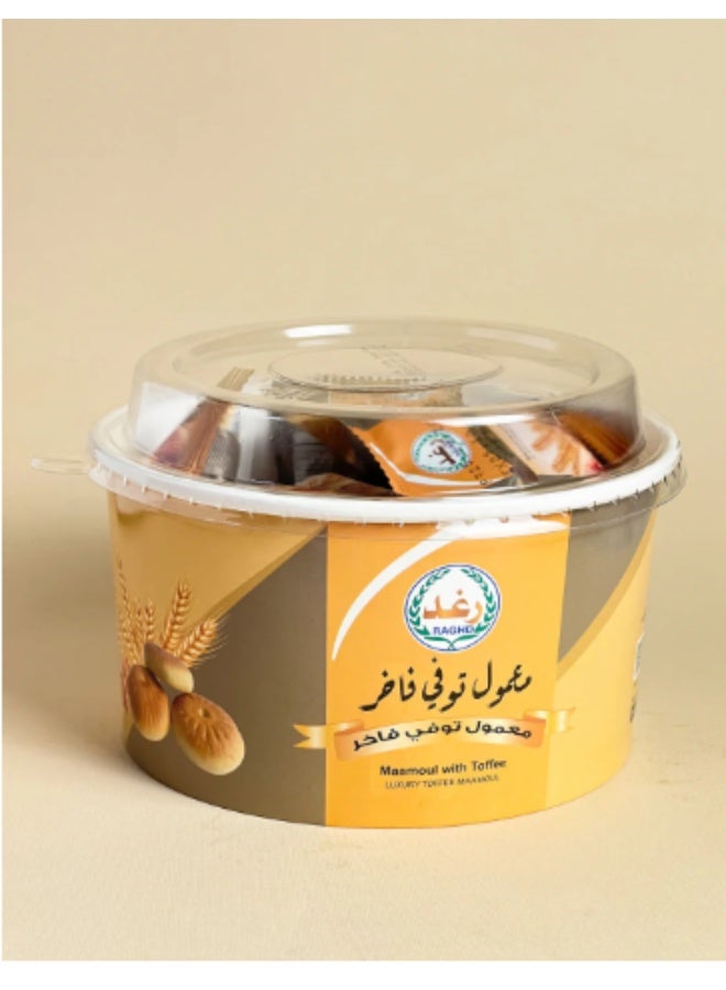 معمول رغد فاخر بحشوة التوفي الغنية – مزيج فريد بين عراقة المعمول وحلاوة التوفي – عبوة عائلية 400 جرام