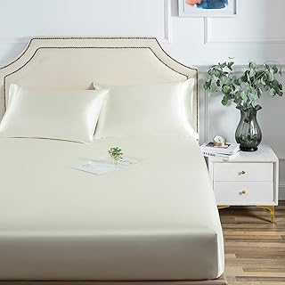 Luxbedding Luxbedding Satin Fitted Sheet, Queen Fitted Sheet Only, 1 - Piece Ultra Soft Deep Pocket Single Silk Bottom Bed Sheet  - Image 1