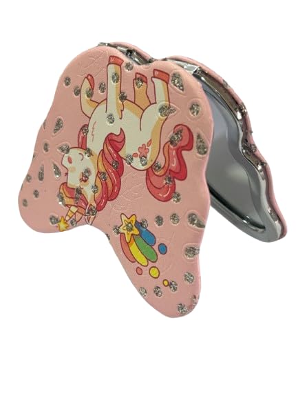 Portable Cute Compact Butterfly Design Metal and Glass Mirror with Stones 2x1 Magnification for Makeup and Bags for Women - Image 4