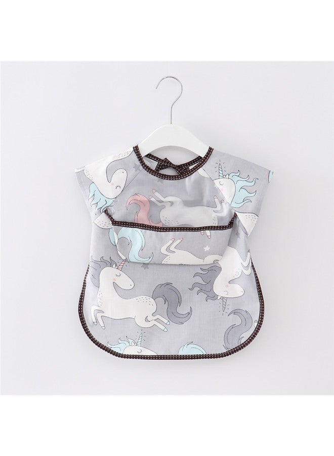 Summer Children's Smock Baby Drool Bib For Eating, Boys And Girls, Kids Painting, Feeding Bib, Reverse-wear Waterproof