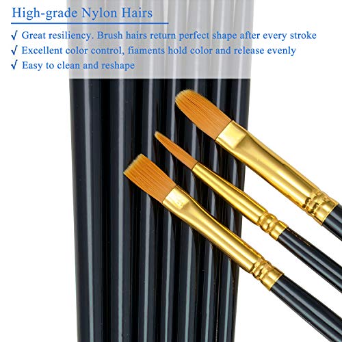 BOSOBO Paint Brushes Set, 6 Pack 60 Pcs Round Pointed Tip Paintbrushes Nylon Hair Artist Acrylic Paint Brushes for Acrylic Oil Watercolor, Face Nail Art, Miniature Detailing & Rock Painting, Black - Image 5