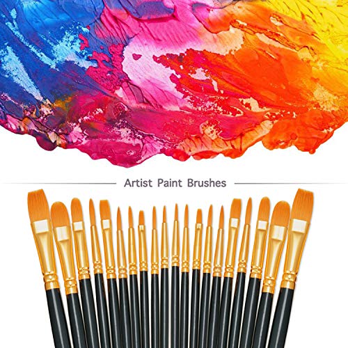 BOSOBO Paint Brushes Set, 6 Pack 60 Pcs Round Pointed Tip Paintbrushes Nylon Hair Artist Acrylic Paint Brushes for Acrylic Oil Watercolor, Face Nail Art, Miniature Detailing & Rock Painting, Black - Image 2