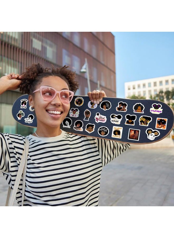 Robmoda 70 Pcs Black Girl Stickers for Water Bottle, Melanin Power Aesthetics Laptop Decals, Adults Teens Girls Women Waterproof Vinyl Phone Cases Skateboards Luggage Bicycles Guitars Decor - Image 5