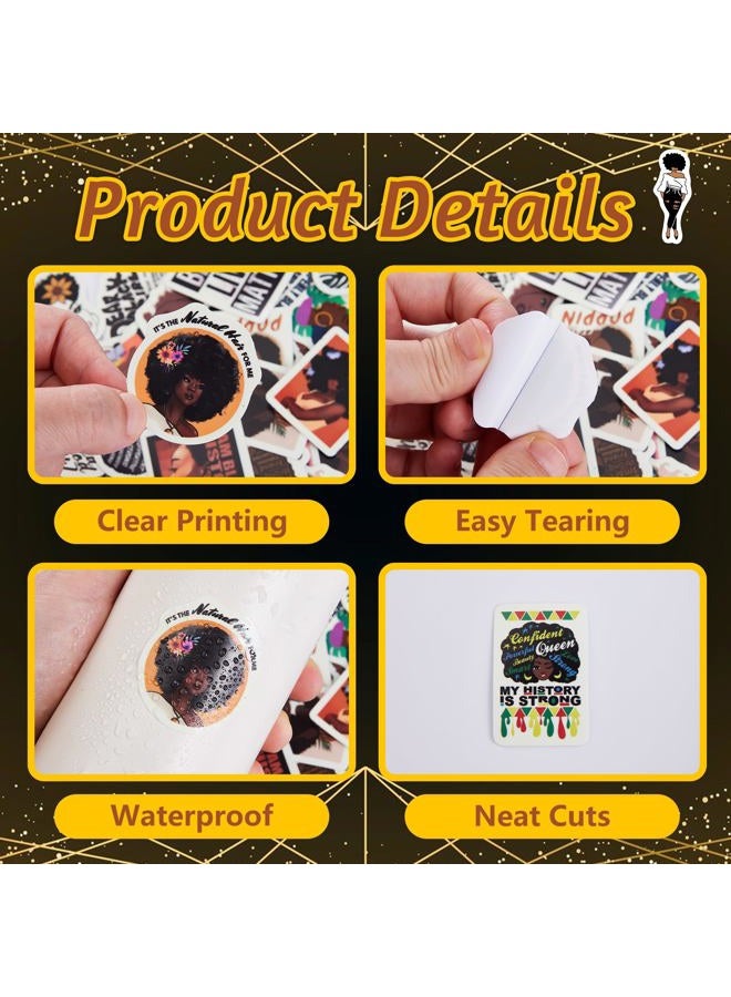 Robmoda 70 Pcs Black Girl Stickers for Water Bottle, Melanin Power Aesthetics Laptop Decals, Adults Teens Girls Women Waterproof Vinyl Phone Cases Skateboards Luggage Bicycles Guitars Decor - Image 3