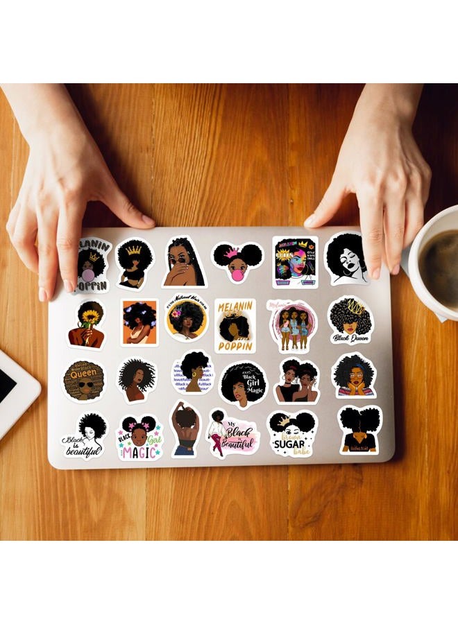 Robmoda 70 Pcs Black Girl Stickers for Water Bottle, Melanin Power Aesthetics Laptop Decals, Adults Teens Girls Women Waterproof Vinyl Phone Cases Skateboards Luggage Bicycles Guitars Decor - Image 4