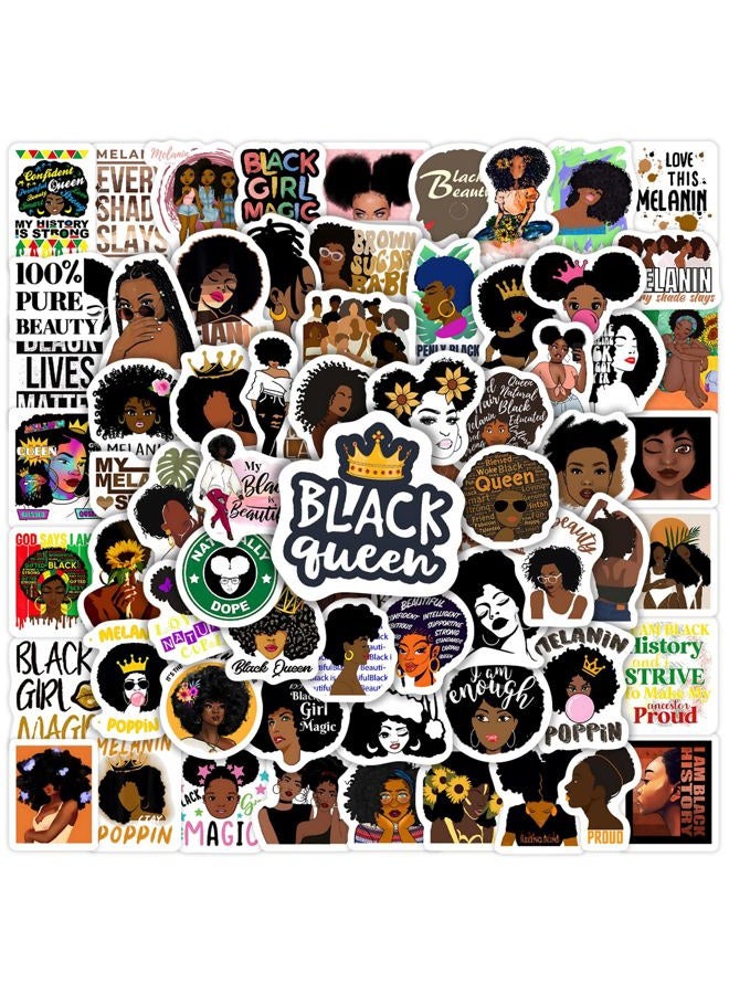 Robmoda 70 Pcs Black Girl Stickers for Water Bottle, Melanin Power Aesthetics Laptop Decals, Adults Teens Girls Women Waterproof Vinyl Phone Cases Skateboards Luggage Bicycles Guitars Decor - Image 1