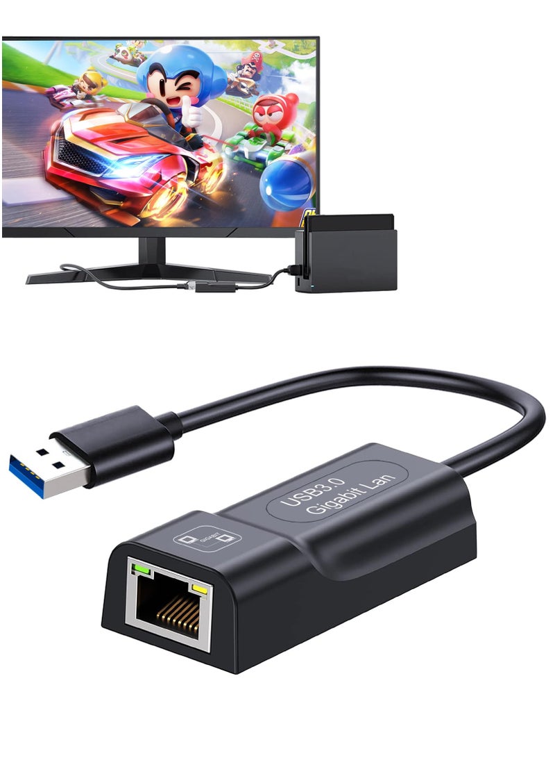 Switch Wired Internet LAN Adapter, 1000Mbps Ethernet Adapter for Nintendo Switch/Switch OLED, Wii U, Mac Computer, Windows Laptops - USB to Ethernet Adapter, USB 3.0 Network, Switch Accessories